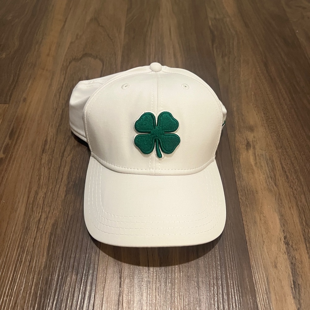 Black Clover White Golf Cap with Green Clover ‘Live Lucky’